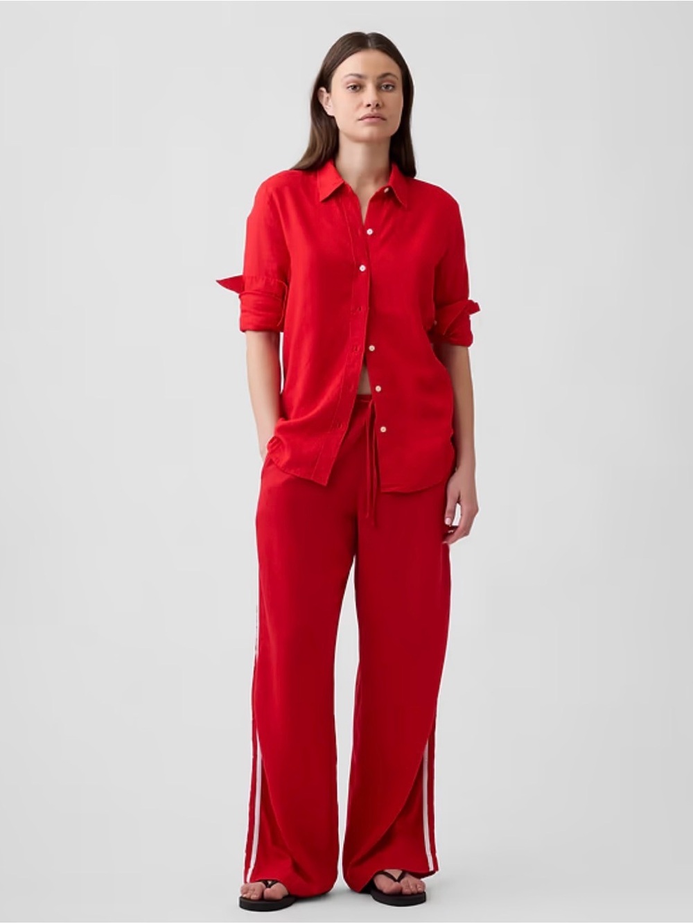 NWOT Gap Factory Linen-Blend Stripe Wide-Leg Pants